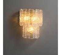 ICEMOB Applique murale moderne en verre de cristal, applique murale en nickel, luminaires muraux en cristal pour salon, chevet, couloir, escalier, applique murale de 15,3 pouces E14