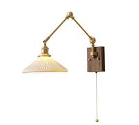 ICEMOB Luminaire mural en laiton japonais, bras pivotant d'intérieur, appliques murales réglables avec interrupteur, couvercle en céramique blanche, applique murale pour chambre à coucher, lampes mura