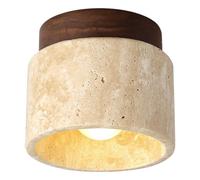 ICEMOB Plafonnier en travertin jaune naturel robuste et durable, plafonnier japonais simple crème à vent, luminaire de plafond pour salon, couloir, allée, balcon d'entrée