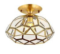 ICEMOB Plafonnier LED intérieur Rond en Laiton rétro américain E27 tête de Lampe Abat-Jour en Verre Montage en Surface plafonnier encastré Mode décoration de la Maison luminaires économie d'énergie