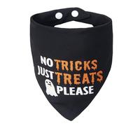 ICEMOOD Costume d'Halloween pour chien - No Tricks Just Treats - Slogan imprimé vacances pour animaux de compagnie bandana à bouton-pression triangulaire, 34 kg +, race extra large