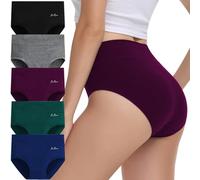 IceReco Culotte Femme Coton Culotte sans Couture Femme Ventre Plat Confort Culotte Gainante Taille Haute Doux Culottées Slips Noir Gris Bourgogne Vert Bleu Encre 5 Pièces L
