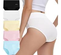 IceReco Culotte Femme Coton Taille Haute Culotte sans Couture Femme Elasticité Slip Culotte Gainante Lot de 5 XL Noir Blanc Jaune Bleu Rose