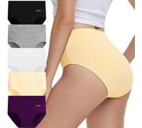 IceReco Culotte Femme Coton Ventre Plat Slip Femme Gainante Confort 5 Pièces Culottées Extensibles Culotte Taille Haute S Noir Blanc Gris Violet Couleur de Peau
