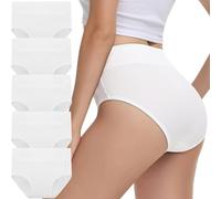 IceReco Culotte Taille Haute Femme Coton Slip Femme Shorts Culotte Gainante Doux Culotte Ventre Plat Stretch Décontracté sous-Vêtements 5 Pièces Blanc S