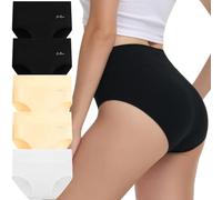 IceReco Culotte Ventre Plat Femme Slip Stretch Confort Culotte Femme Coton Taille Haute Gainante 5 Pièces S Noir Couleur de Peau Blanc