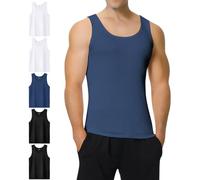 IceReco Debardeur Homme Coton Débardeur Homme Sport Noir Marcel Homme Blanc Musculation Lot de 5 Maillot de Corps Homme Bleu L