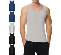 IceReco Debardeur Homme Coton Marcel Homme Noir Débardeur Homme Musculation Bleu Marcel Homme Sport Lot de 5 Maillot de Corps Gris S