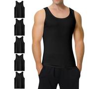 IceReco Débardeur Homme Noir Marcel Homme Sport Lot de 5 Debardeur Homme Musculation Maillot de Corps Homme 100% Coton M