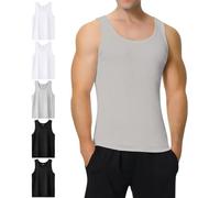 IceReco Débardeur Homme Sport Blanc Marcel Homme Noir 100% Coton Debardeur Homme Musculation Lot de 5 Maillot de Corps Homme Gris 5XL