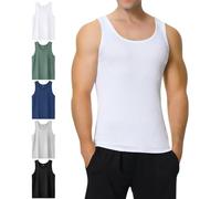 IceReco Debardeur Homme Sport Débardeur Homme Musculation Noir Marcel Homme Coton 100% Blanc Maillot de Corps Homme Lot de 5 Gris 2XL