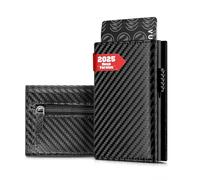 IceReco Portefeuille Homme Cuir,Porte Carte Homme avec Blocage RFID,Porte Monnaie Minimaliste Homme,Petit Portefeuille en Fibre de Carbone avec Porte Carte Bancaire,Cadeau Homme,Noir Carbone