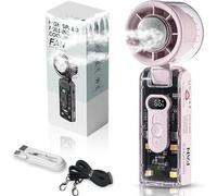IceRush Turbo - Handheld Fan with Instant Cooling Plate & LED Light,13000rpm High Speed Folding Refrigeration Fan,100-Speed Adjustable,Handhelds for Travel, Office, Home (Pink)
