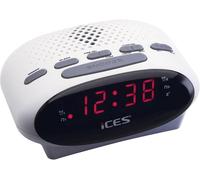Ices ICR-210 White Radio-réveil FM, tuner PLL-FM, haut-parleurs intégrés, radio-réveil, écran LED, double alarme, fonction snooze, blanc