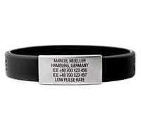ICEstripe Slim Alerte Médicale SOS Bracelet Personnalisé ID, Bracelet d'identification pour Femme Hommes Enfants, Gratuit Laser Gravé Personnalisé (Satin Black, 152)