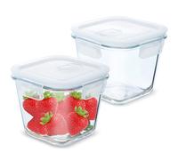 Iceten Lot de 2 récipients en verre avec couvercles pour la préparation des repas, hermétiques, réutilisables pour micro-ondes, four, congélateur et lave-vaisselle - Capacité de 880 ml
