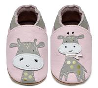 IceUnicorn Chausson Bebe Chausson Cuir Souple Bebe Chaussons Cuir Bébé Souple Chaussons Premiers Pas Bébé(Girafe Pink, 0-6 mois)