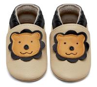 IceUnicorn Chausson Bebe Chausson Cuir Souple Bebe Garçon Fille Premiers Pas Chaussons Bébé(Beige Lion, 6-12 mois)