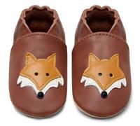 IceUnicorn Chausson Bebe Chausson Cuir Souple Bebe Garçon Fille Premiers Pas Chaussons Bébé(Brun Renarde, 6-12 mois)