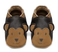 IceUnicorn Chausson Bebe Chausson Cuir Souple Bebe Garçon Fille Premiers Pas Chaussons Bébé(Brun Singe, 0-6 mois)