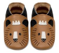 IceUnicorn Chausson Bebe Chausson Cuir Souple Bebe Garçon Fille Premiers Pas Chaussons Bébé(Brun Tigre, 0-6 mois)