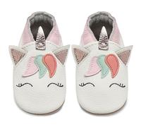 IceUnicorn Chausson Bebe Chausson Cuir Souple Bebe Garçon Fille Premiers Pas Chaussons Bébé(Licorne Blanche, 6-12 mois)