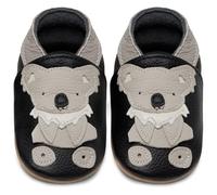 IceUnicorn Chausson Bebe Chausson Cuir Souple Bebe Garçon Fille Premiers Pas Chaussons Bébé(Noir Koala, 12-18 mois)