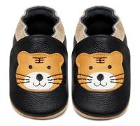 IceUnicorn Chausson Bebe Chausson Cuir Souple Bebe Garçon Fille Premiers Pas Chaussons Bébé(Noir Tigre, 6-12 mois)