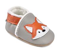 IceUnicorn Chaussons d'éveil d'hiver pour bébé - Doublées en peluche - Chaussons pour bébé - Chaussures d'apprentissage à la marche - En cuir souple et chaud, Gris Orange Hl, 12-18 mois