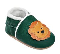 IceUnicorn Chaussons d'éveil d'hiver pour bébé - Doublées en peluche - Chaussons pour bébé - Chaussures d'apprentissage à la marche - En cuir souple et chaud, Vert Sz, 12-18 mois