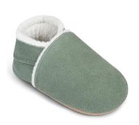 IceUnicorn Chaussons d'éveil pour bébé - Chaussures d'hiver - Doublées - En cuir souple - Semelles en daim - Chaussons en cuir, Nr vert clair, 6-12 mois