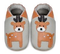 IceUnicorn Chaussons d'éveil pour bébé garçon en cuir souple pour bébé fille, Cerf sika gris clair, 12-18 mois