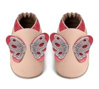 IceUnicorn Chaussons d'éveil pour bébé garçon en cuir souple pour bébé fille, Plis rose clair, 6-12 mois