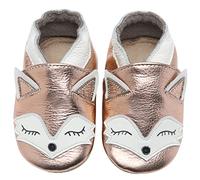 IceUnicorn Chaussons d'éveil pour bébé garçon en cuir souple pour bébé fille, renard or rose, 12-18 mois