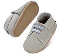 IceUnicorn Chaussons d'éveil pour bébé garçon et fille - En cuir souple - Chaussons pour bébé, Gris bleu Jd, 12-18 mois