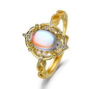 ICFIRSION Bague réglable en or avec pierre de lune pour femme - Pierre de naissance délicate - Ne ternit pas, Réglable, Laiton, Pierre de lune