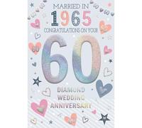 ICG Carte d'anniversaire de diamant 2025 - 60 ans - Carte d'anniversaire de mariage avec inscription « Married in 1965 » et finitions spéciales - Carte écologique pour les couples, vous deux