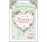 ICG Carte de félicitations de mariage pour petite-fille et son mari - Fleurs et ballons avec finition brillante
