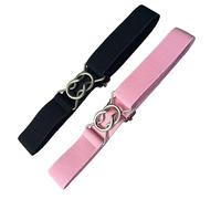 ICGSUQR Ceintures élastiques et réglables pour petits garçons et filles, uniformes scolaires avec boucle facile, Noir et rose., Waist 13-27Inch
