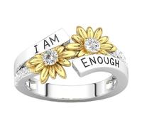 « Ich Bin Genug Ring » - Bague inspirante en alliage avec texte « I Am Enough » - Bague Sunshine pour anniversaire, déclaration, Saint-Valentin, cocktail