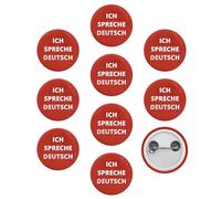 Ich Spreche Lot de 10 épingles à boutons rondes avec inscription « I Speak German Speak German Speak » 2,5 cm, Plastique, Sans pierre précieuse