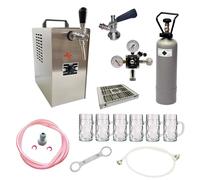ich-zapfe.de Ensemble Complet - Tireuse a Biere Jet 30 Machine a Biere, Pompe a Biere 1 Ligne, 35 litres/h, Professionnelle, Verres à bière ISAR 0,3 litres 6 pcs., KEG:Type A