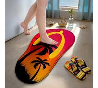 ICHAOZE Tapis de bain côtier en forme de tongs, décoration sur le thème de la plage d'été avec étoiles de mer et coquillages, joli tapis de salle de bain sur le thème de l'océan pour enfants et
