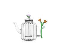 Ichendorf Milan Théière Optique, Chioccola et Fleur Ambre, Collection Botanique, 120 cl, Verre Borosilicate, Fait à la main