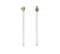 Ichendorf Milano Lot de 2 mélangeurs, Cactus Vert et Fleur Ambre, Collection Desert Plants, H 20 cm, Verre borosilicate, fait à la main