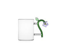 Ichendorf Milano Mug, fleur lilas, collection botanique, 45 cl, verre borosilicate, fait à la main