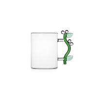Ichendorf Milano Mug, fleur rose, collection botanique, 45 cl, verre borosilicate, fait à la main
