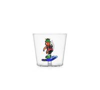 Ichendorf Milano Tumbler écureuil et ski, collection Snow Games, 30 cl, verre borosilicate, fait à la main