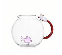 Ichendorf Tabby Cat Pichet Poisson Rose & Chat blanc avec queue ambre