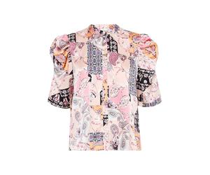 ICHI Chemisier 'IHKate' bleu / jaune foncé / rose clair / blanc, Taille L